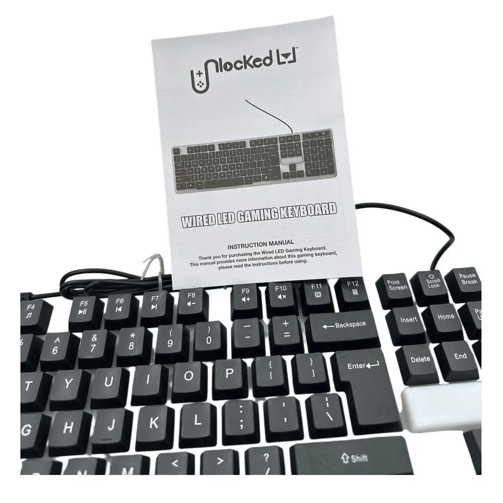 Unlocked Wired LED Gaming Keyboard Black Rainbow Backlit 104 Keys USB New